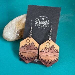 Wooden Mountain Earrings - Brown